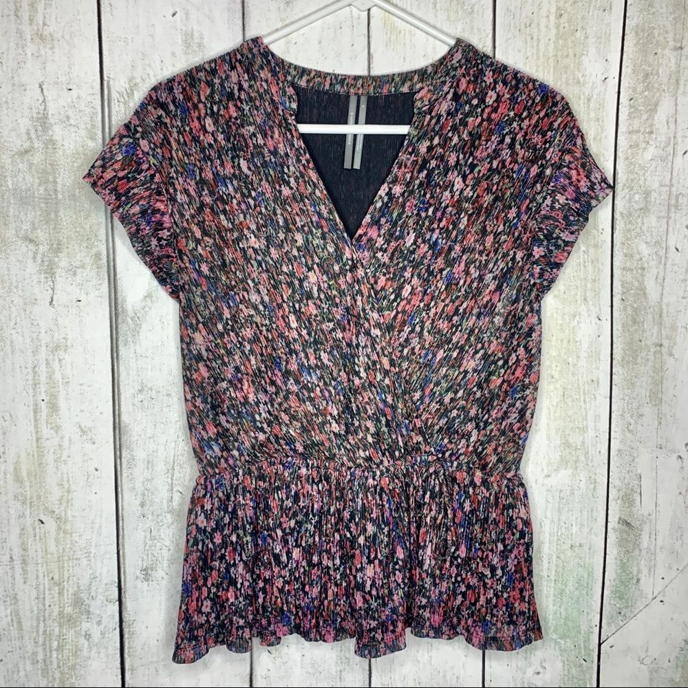 Anthropologie Floral Peplum Top F4